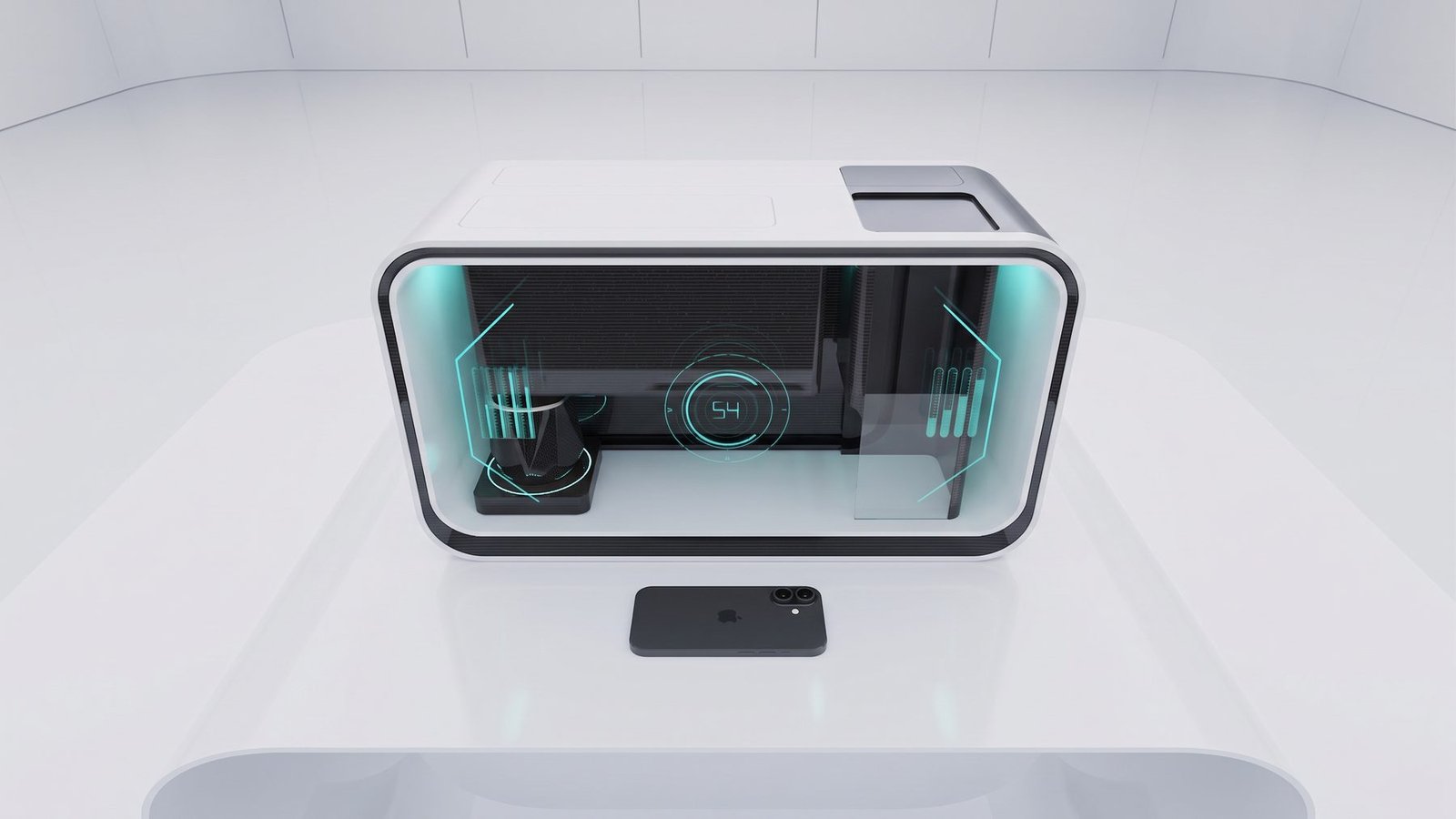 The ELISIR node, detail render of the countertop instrument
